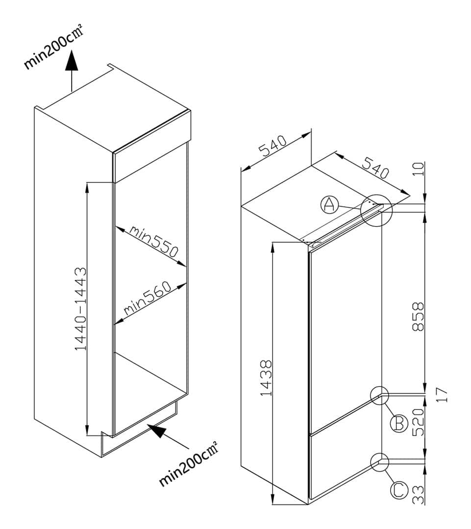Lodówka do zabudowy AMICA BK2265.4i(E) — zdjęcie 1 z 5