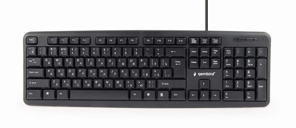 Klawiatura GEMBIRD KB-U-103-RU (USB 2.0; (US); kolor czarny) — zdjęcie 1 z 8