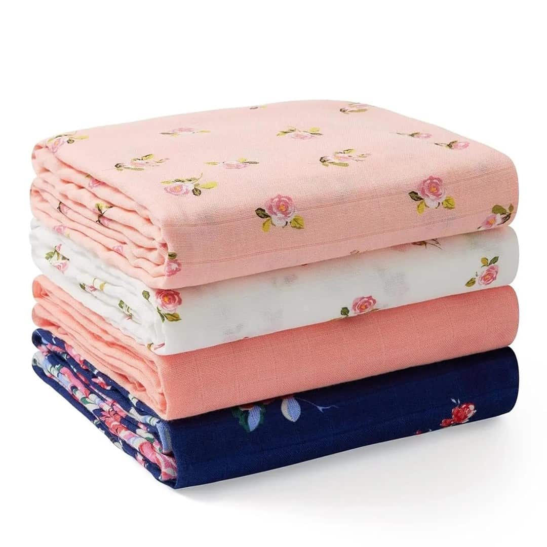 MOMCOZY SJ003 pieluszki muślinowe do otulania, 4 szt., 47 x 47 cali