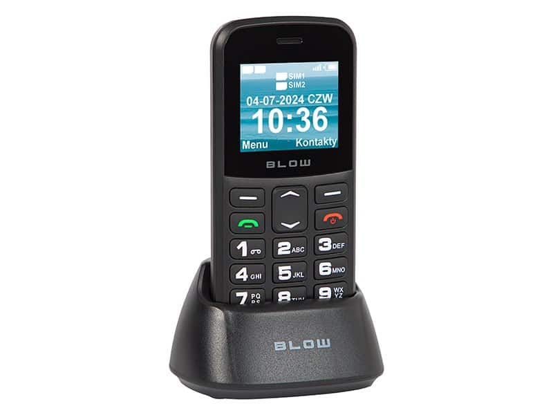 Telefon dla seniora BLOW z podstawką S18D czarny — zdjęcie 1 z 5
