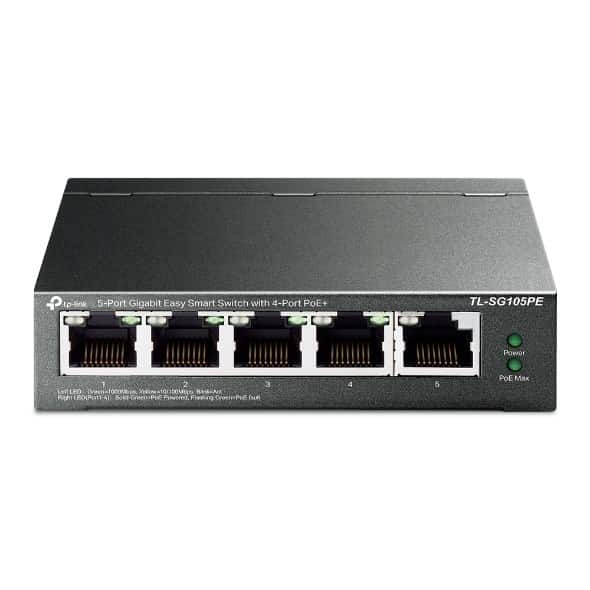 SWITCH TP-Link TL-SG105PE, 5 portów RJ45 10/100/1000 Mb/s, 4 porty PoE+ — zdjęcie 1 z 3