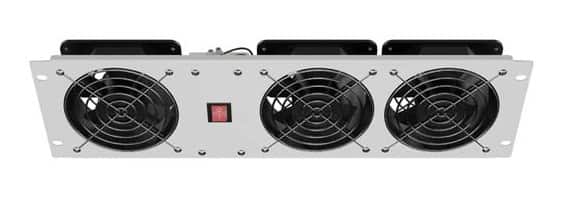 LANBERG PANEL WENTYLACYJNY PIONOWY 3U 19" DO SZAF RACK TRZY WENTYLATORY 230V SZARY — zdjęcie 1 z 7