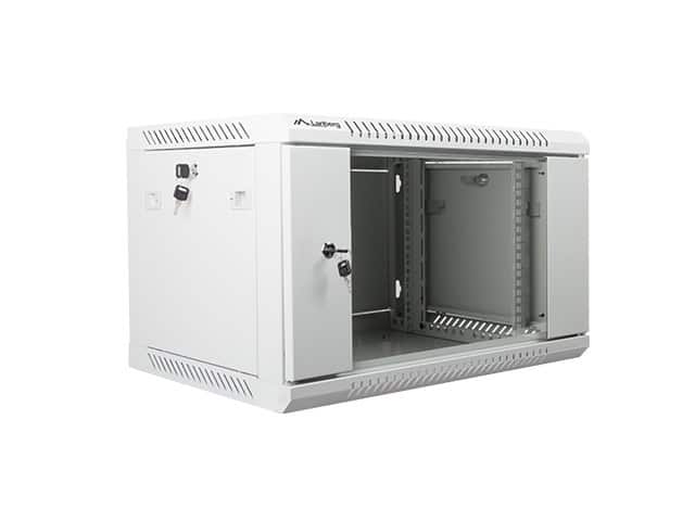 Szafa jednosekcyjna, zamykana na zamek Lanberg WF01-6406-10S (6U; 368mm / 600mm / 450 mm; wisząca; Szklane; 19''; kolor szary) — zdjęcie 1 z 3