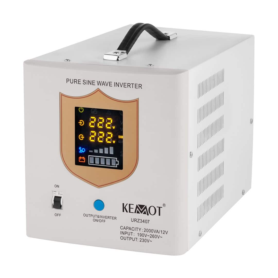 Zasilacz awaryjny KEMOT PROsinus-2000 przetwornica z czystym przebiegiem sinusoidalnym i funkcją ładowania 12V 230V 2000VA/1200W — zdjęcie 1 z 5