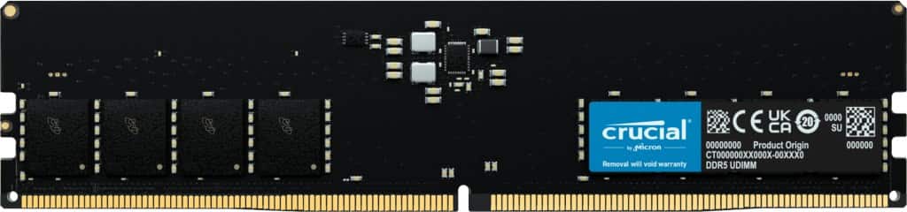 Crucial UDIMM non-ECC 16GB DDR5 1Rx8 5600MHz PC5-44800 CT16G56C46U5