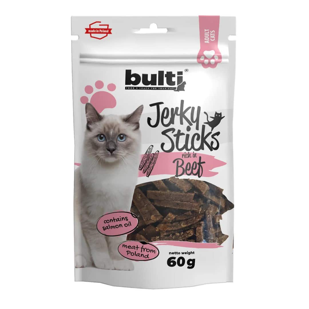 BULTI Jerky Sticks bogate w wołowinę przysmak dla kota 60g — zdjęcie 1 z 2