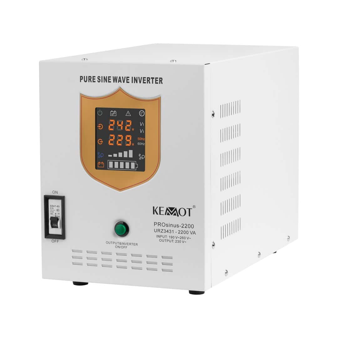 KEMOT ZASILACZ AWARYJNY PROSINUS-2200 Z CZYSTYM PRZEBIEGIEM SINUSOIDALNYM I FUNKCJĄ ŁADOWANIA 12V 230V 2200VA/1600W URZ3431 — zdjęcie 1 z 5