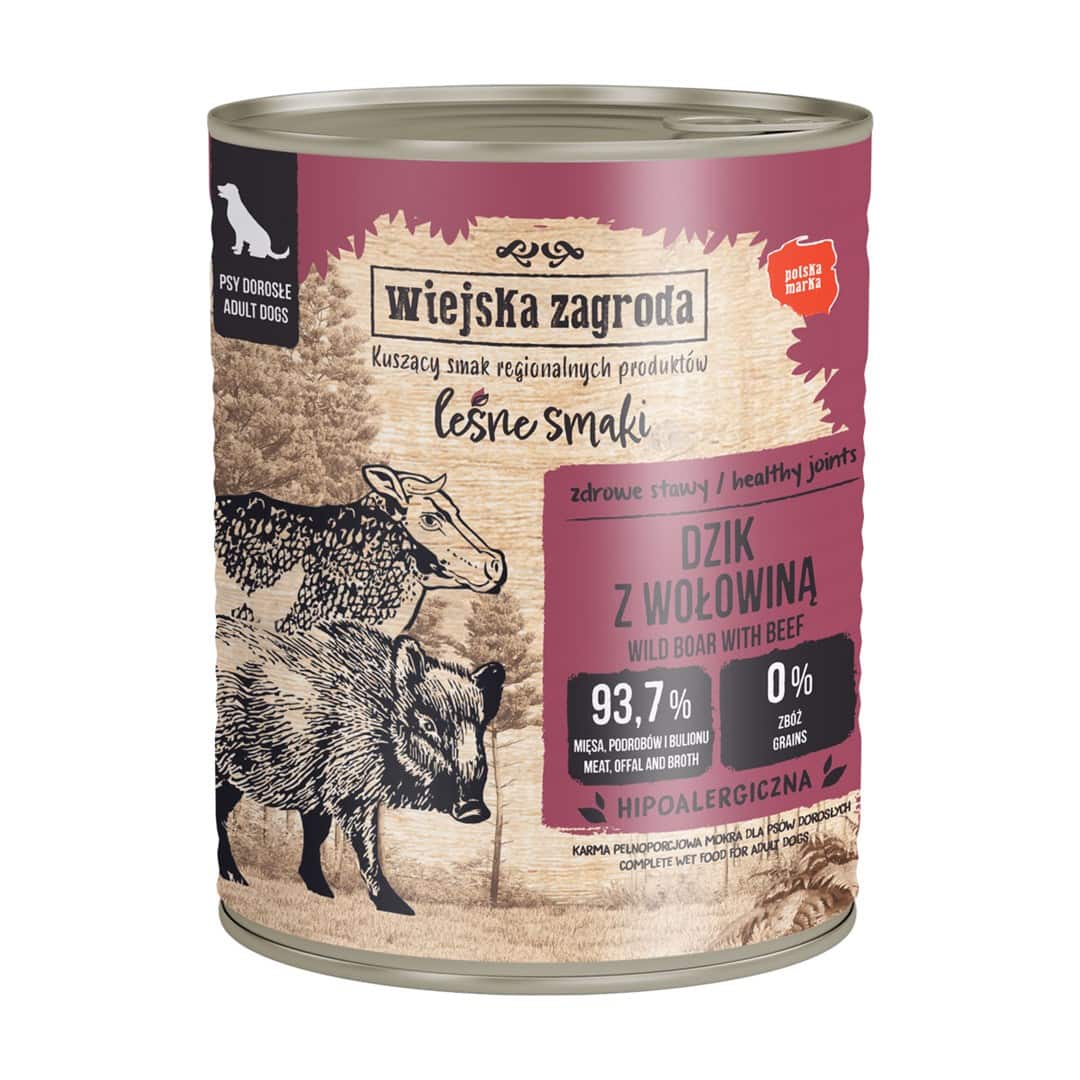 Wiejska Zagroda Karma mokra dla psa Leśne smaki Dzik z wołowiną (dorosły) 800g