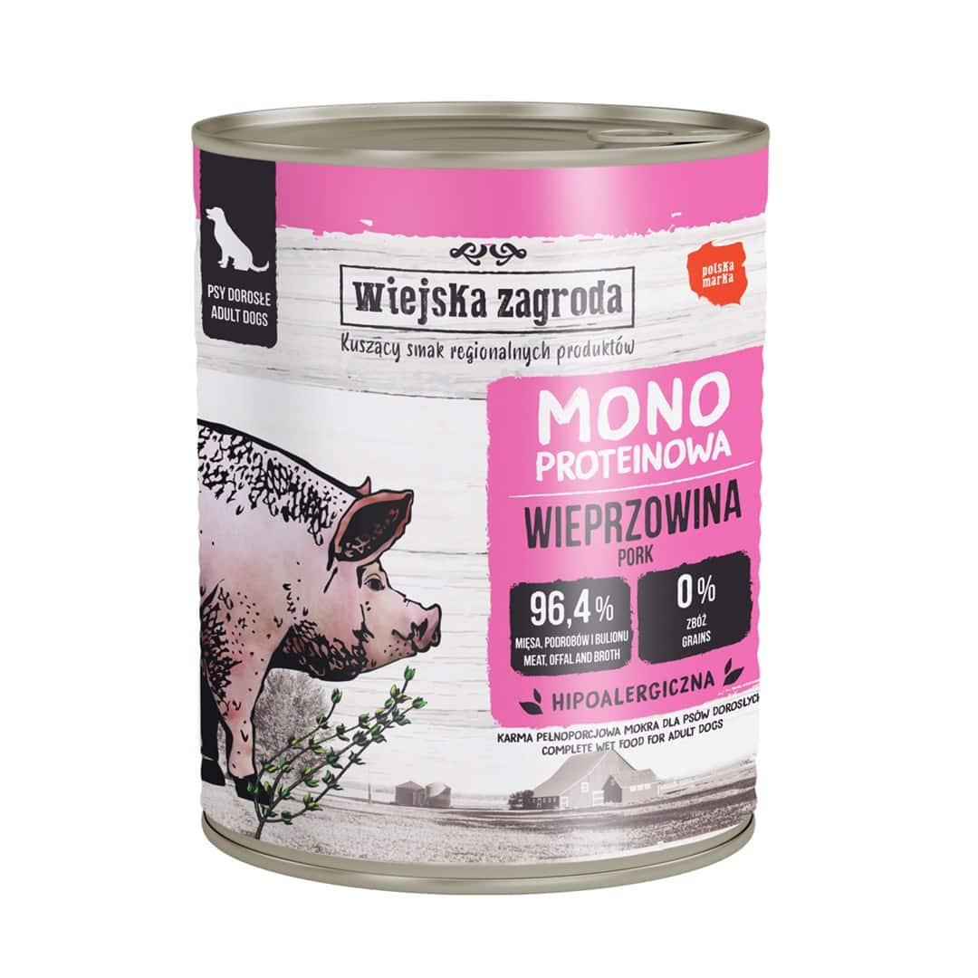 Wiejska Zagroda Karma mokra dla psa Monobiałkowa Wieprzowina (dorosły) 800g