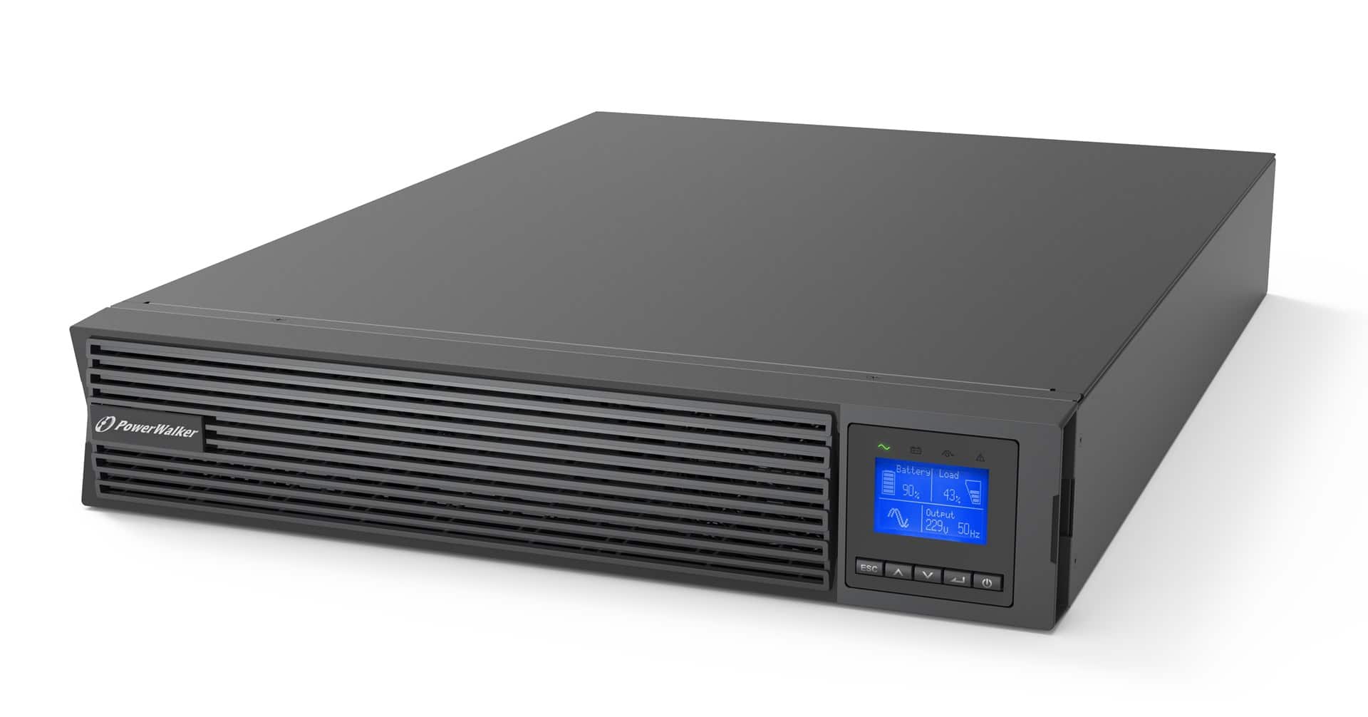 POWER WALKER UPS ON-LINE RACK 19" VFI 2000 ICR IOT PF1 1/1 FAZY, 2000VA, 8X IEC C13, USB/RS232, LCD — zdjęcie 1 z 4