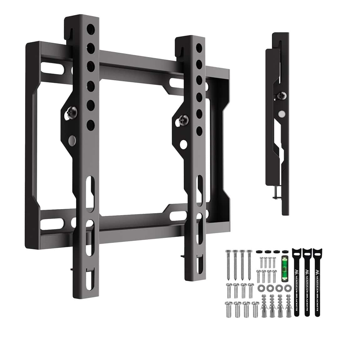 MACLEAN UCHWYT WIESZAK DO TV 13-43'' UCHWYT / WIESZAK DO TV MACLEAN, MAX VESA 200X200, 13-43", DO 45KG, CZARNY, REG. POCHYŁU — zdjęcie 1 z 8