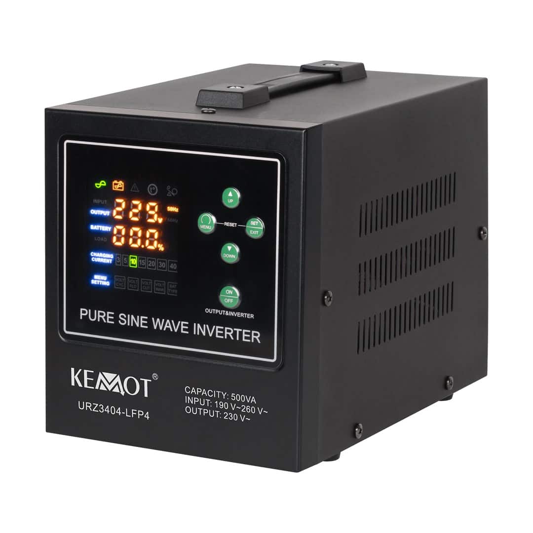 Zasilacz awaryjny KEMOT PROsinus-500-LiFePo4 przetwornica z czystym przebiegiem sinusoidalnym i funkcją ładowania 12V 230V 500VA/300W — zdjęcie 1 z 4
