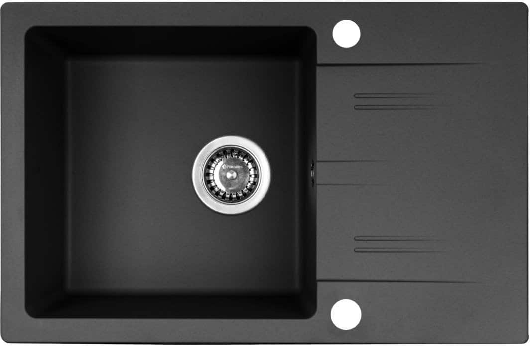 Zlewozmywak PYRAMIS LEFKADA (68x44) 1B 1D czarny + Bateria Flessi Black Edision - 070 260 611F — zdjęcie 1 z 2