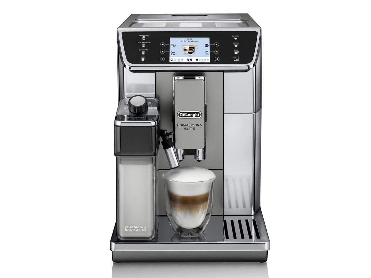 Ekspres ciśnieniowy DeLonghi PrimaDonna Elite ECAM 650.55.MS (1450W; kolor srebrny) — zdjęcie 1 z 3