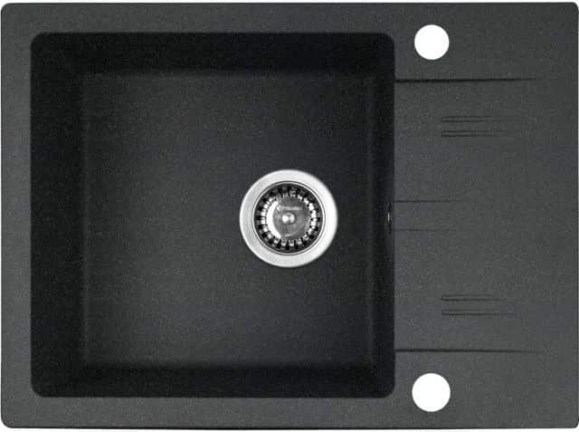 Zlewozmywak PYRAMIS LEFKADA (59x44) 1B 1D czarny + Bateria Lungo volcano Black Edition - 070261111LBE — zdjęcie 1 z 2
