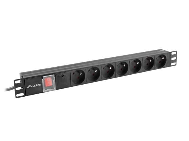 Listwa zasilająca Lanberg PDU-07E-0200-BK (16 A; 2m; kolor czarny) — zdjęcie 1 z 4