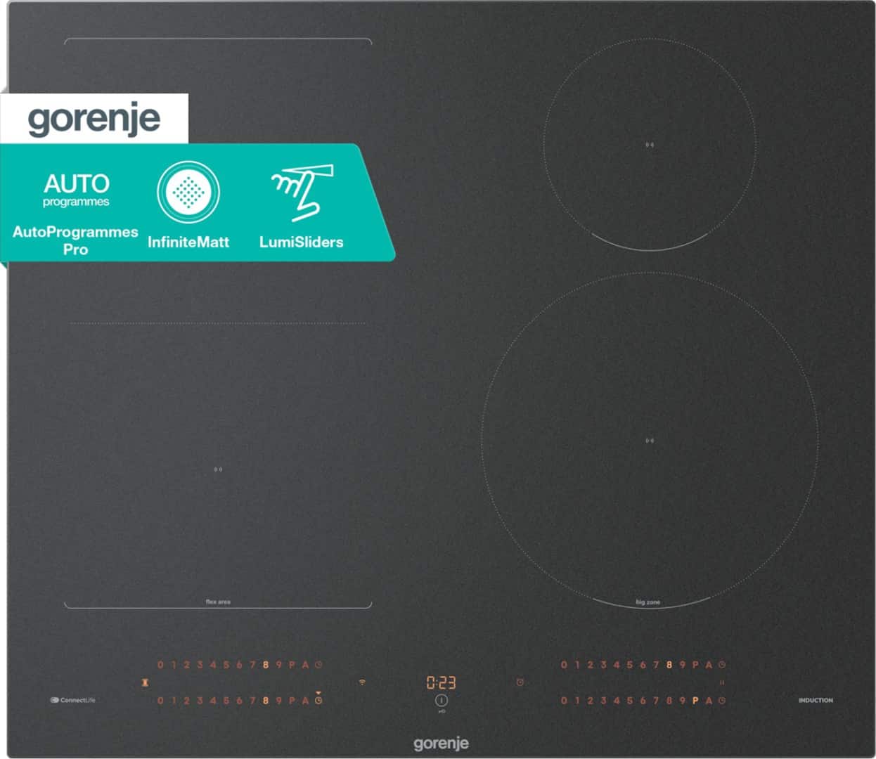 Płyta indukcyjna Gorenje GI6433SRWF InfiniteMatt 60 cm | BridgeArea | LumiSliders | PowerBoost | WiFi ConnectLife | czarny mat (OUTLET) — zdjęcie 1 z 8