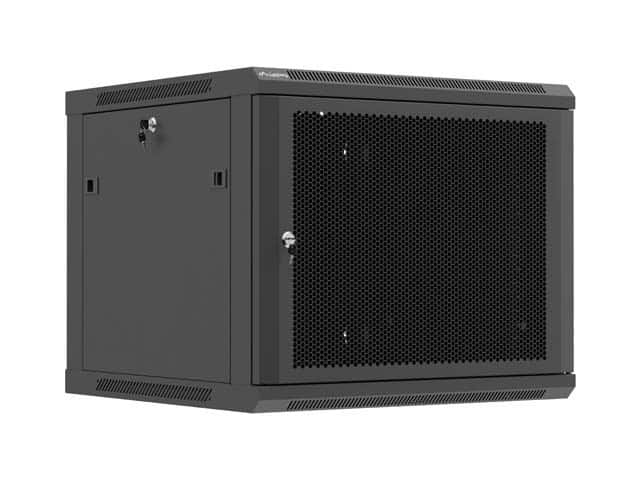 LANBERG SZAFA INSTALACYJNA RACK WISZĄCA 19" 9U 600X600 CZARNA DRZWI PERFOROWANE (FLAT PACK) — zdjęcie 1 z 8