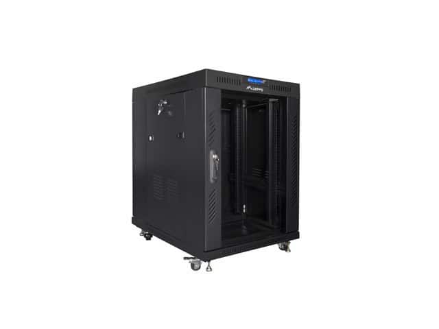 LANBERG SZAFA STOJĄCA RACK 19" 15U 600X800 DRZWI SZKLANE LCD CZARNA FF01-6815-12BL (FLAT PACK) — zdjęcie 1 z 5