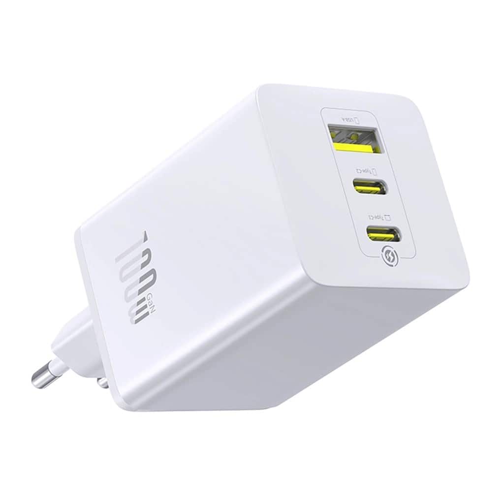 Ładowarka sieciowa Baseus EnerFill FE11 2 x USB-C / USB-A 100W - biała — zdjęcie 1 z 6