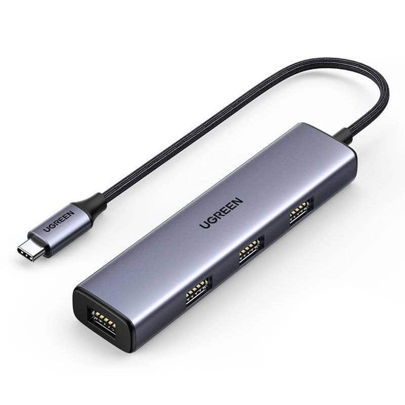 Ugreen  rozdzielacz HUB USB Typ C - 4x USB 3.2 Gen 1 srebrny — zdjęcie 1 z 5