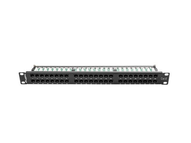 Patch panel Lanberg PPU6-1048-B (1U; kat. 6; 48xRJ-45) — zdjęcie 1 z 4