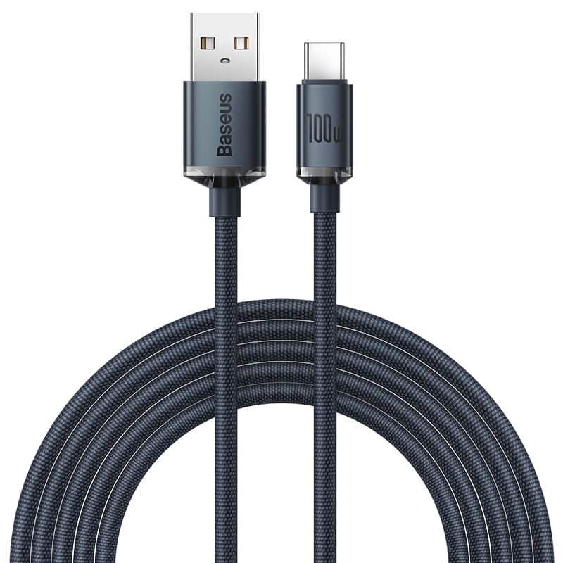 Baseus Crystal Shine Series kabel przewód USB do szybkiego ładowania i transferu danych USB Typ A - USB Typ C 100W 1,2m czarny (CAJY000401) — zdjęcie 1 z 8