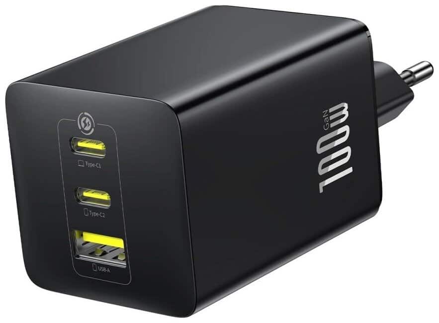 Ładowarka sieciowa Baseus EnerFill FE11 100W 2 x USB-C + USB-A - czarna — zdjęcie 1 z 8
