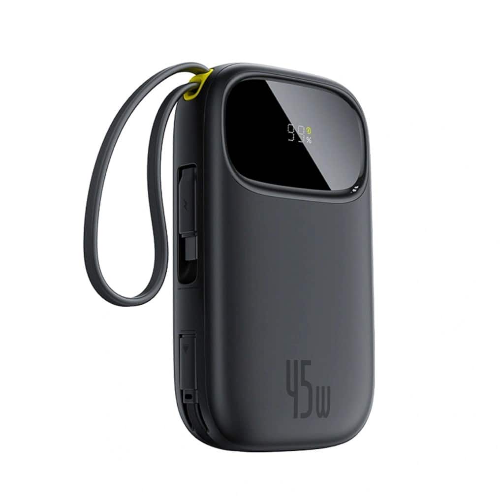 Powerbank Baseus EnerFill FC31 QPow3 20000mAh 45W z wyświetlaczem cyfrowym z 2 wbudowanymi kablami USB-C - czarny — zdjęcie 1 z 8