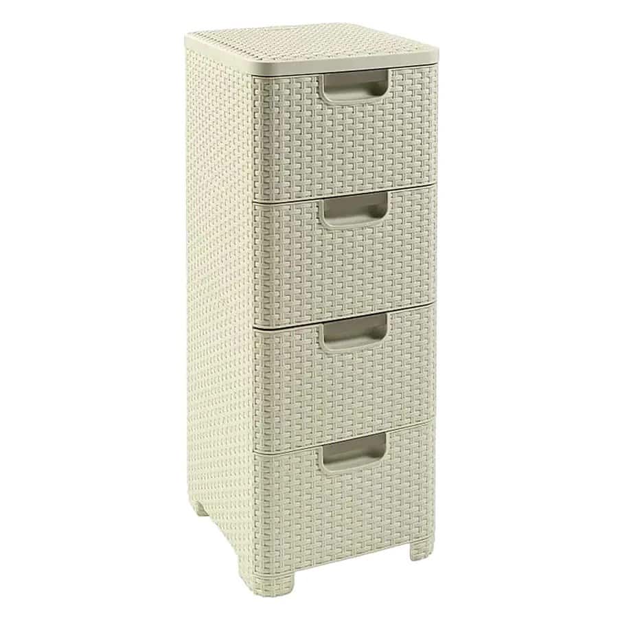 Regał z szufladami 4x14L rattan kremowy 209907 CURVER — zdjęcie 1 z 3