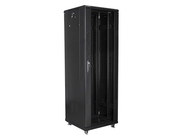 Szafy jednosekcyjna, zamykana na zamek Lanberg FF01-6637-12B (37U; 19'' / 600mm / 600 mm; stojąca; Pełne, Szklane; 800 kg; kolor czarny) — zdjęcie 1 z 5
