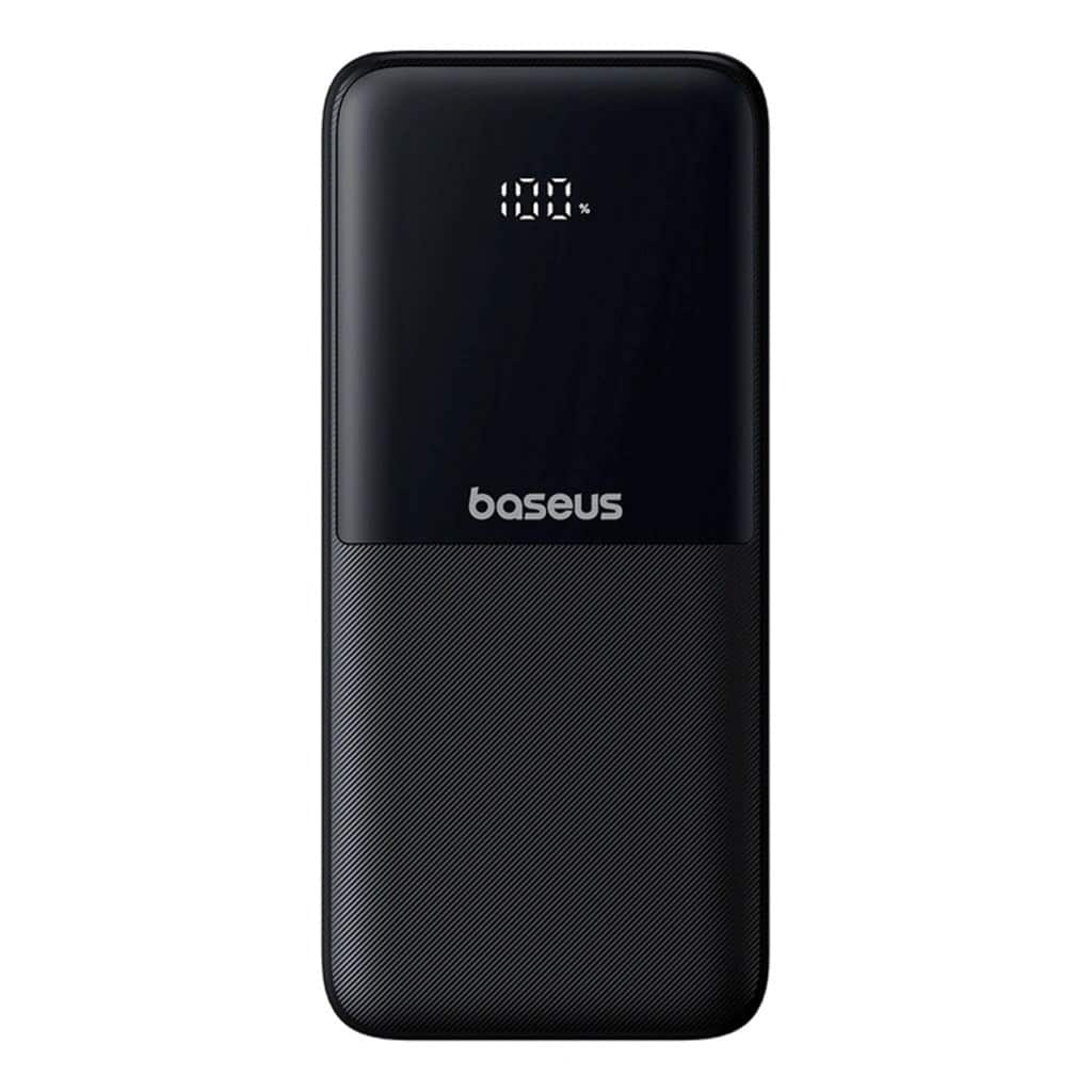 Powerbank Baseus Lipow 10000mAh 22.5W z podwójnym wbudowanym kablem z wyświetlaczem (z dodatkowym czarnym kablem Baseus Simple USB-A - USB-C 3A 0,2m) - czarny — zdjęcie 1 z 8
