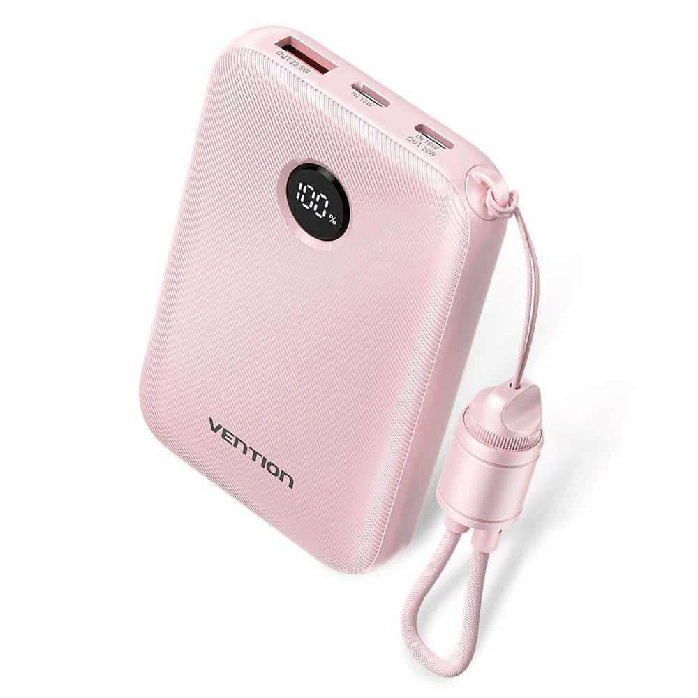 Powerbank Vention 10000mAh 2 x USB-C 1x USB-A Różowy