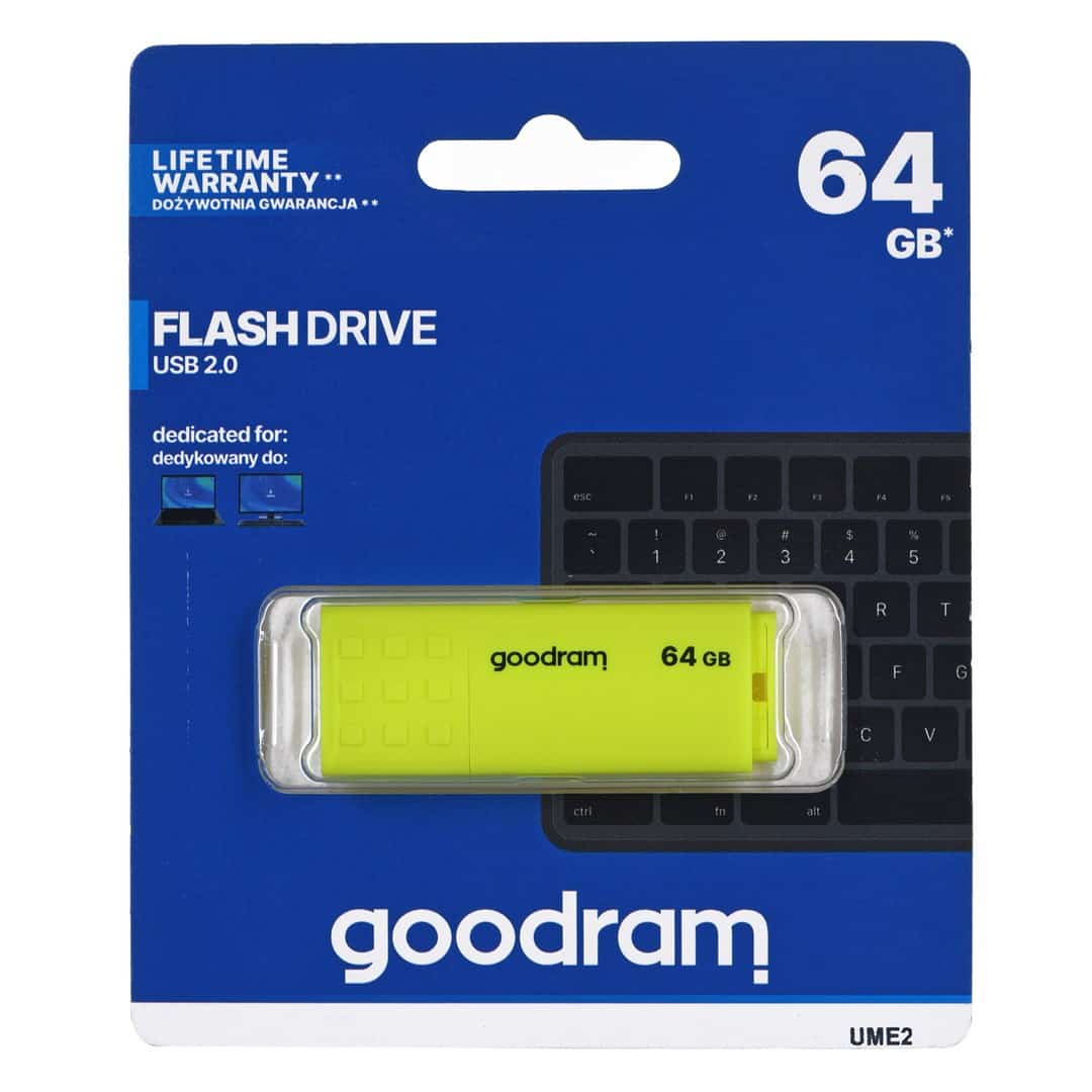 Pendrive GoodRam UME2 64GB, USB 2.0, Żółty