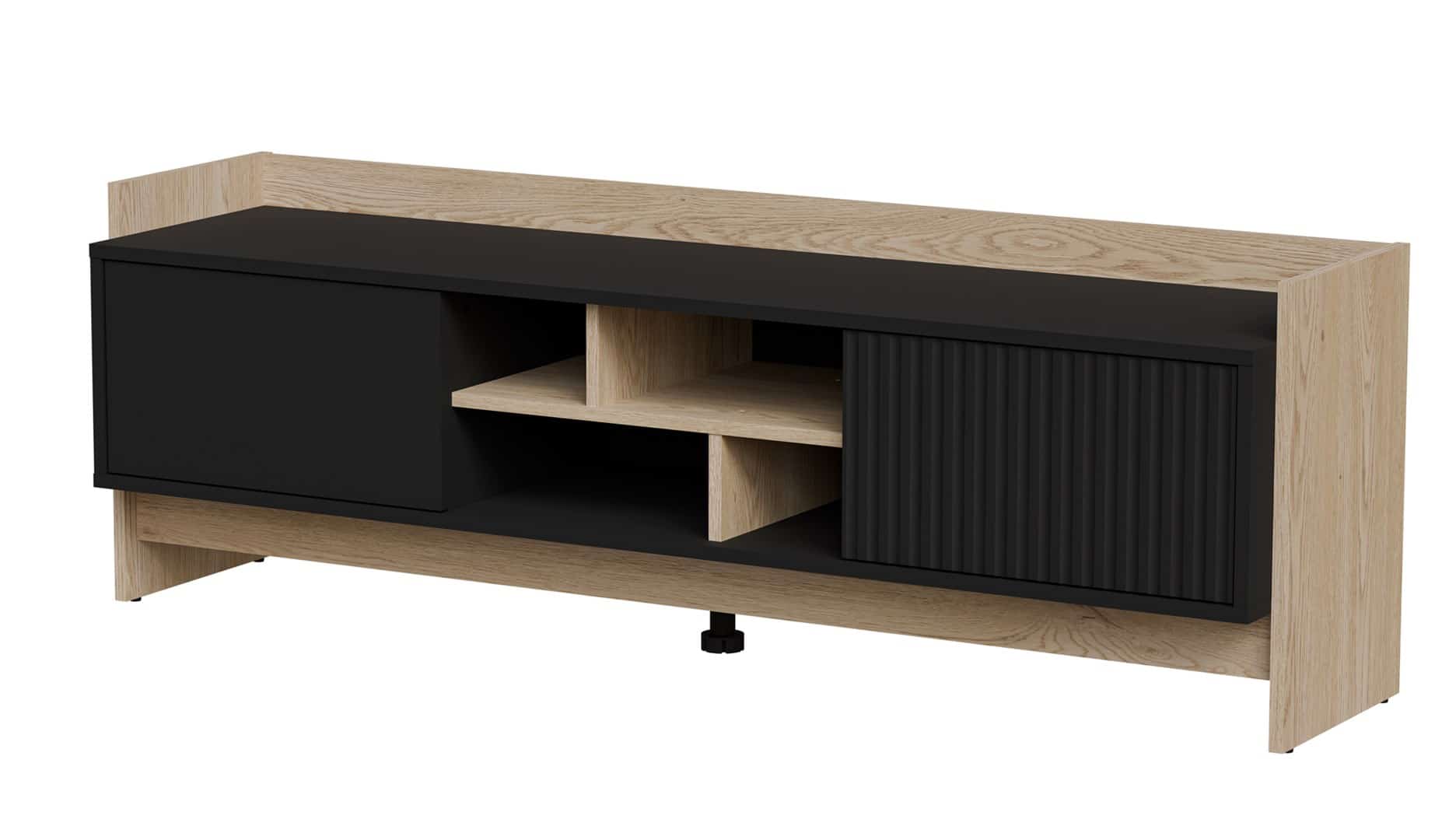 Szafka RTV PORTO 2D 150x38x50 dęb/czarny