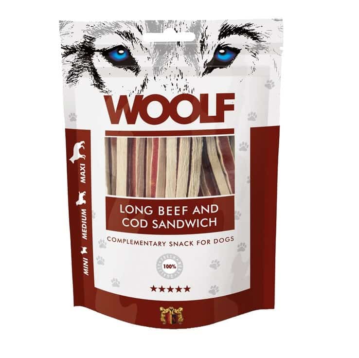 WOOLF LONG BEEF&COD SANDWICH 100g