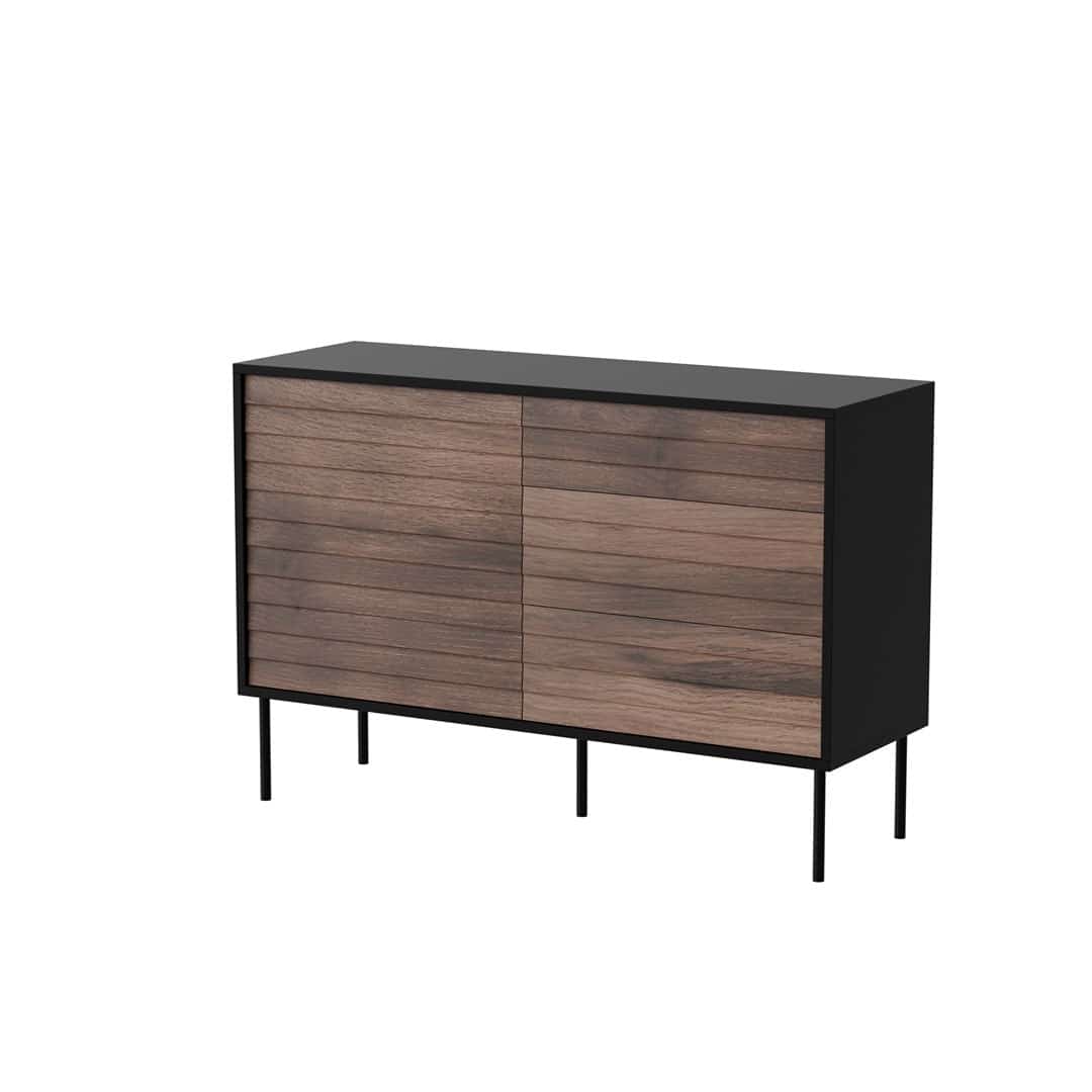 Komoda CORTINA 120x40x81 czarny/orzech 1D3S