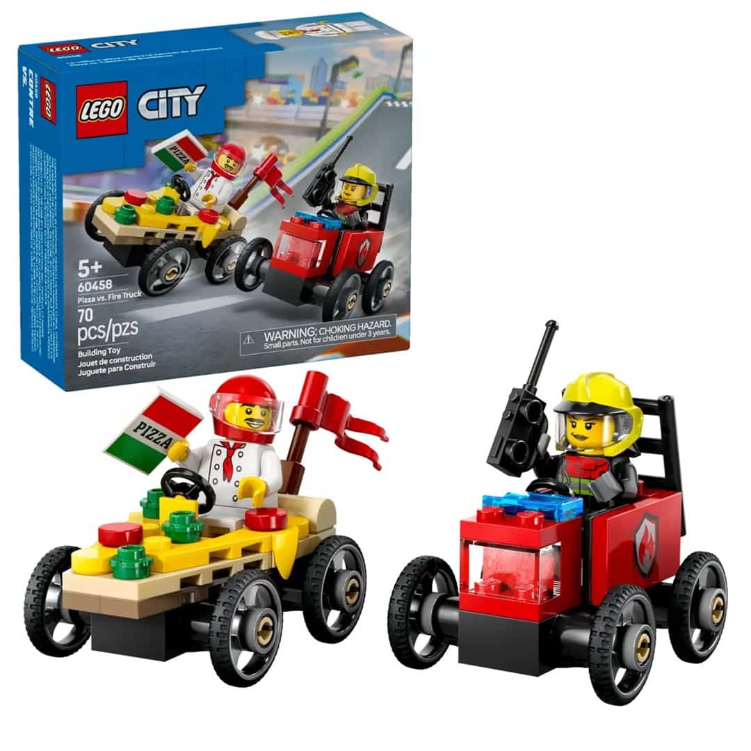 LEGO City 60458 - Zestaw wyścigówek: pizza kontra strażacy