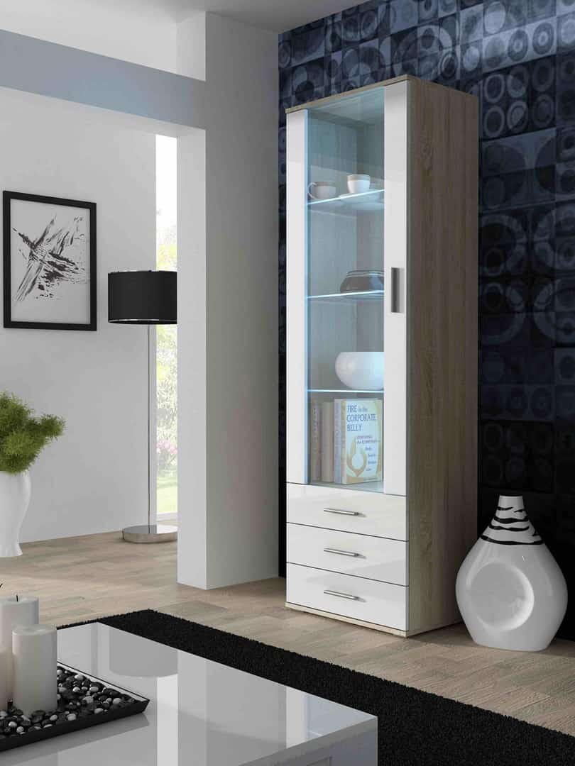 Witryna SOHO S1 dęb sonoma/ biały połysk
