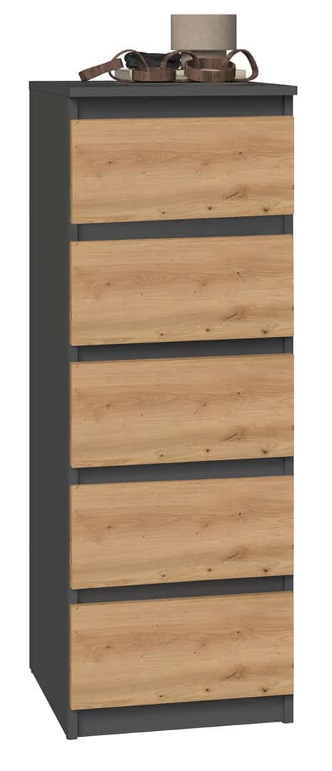 W5 KOMODA 5 SZUFLAD ANT/ART KOMPLET