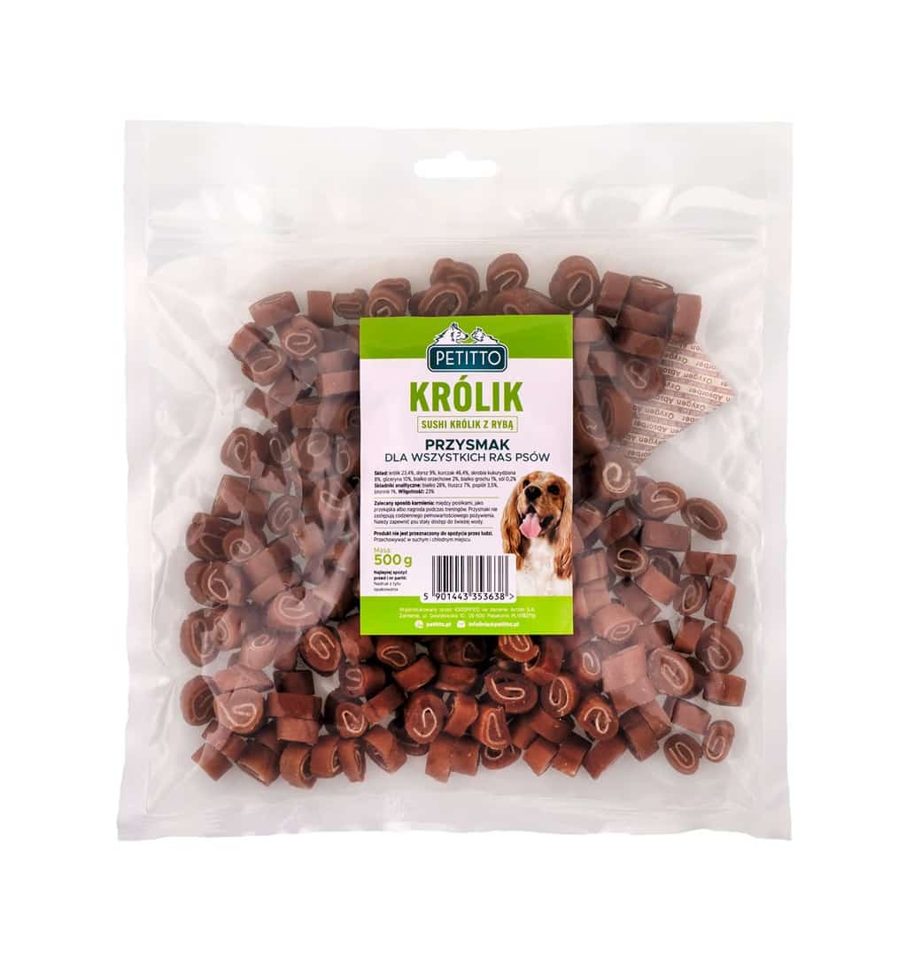 PETITTO- Sushi Królik z Rybą - Przysmak dla psa - 500g