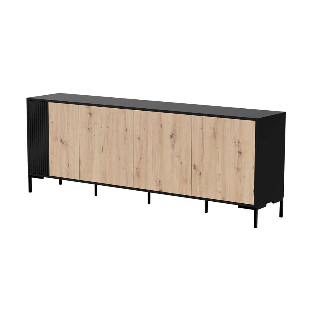 Komoda MERCI 200x40x74 czarny/dęb artisan