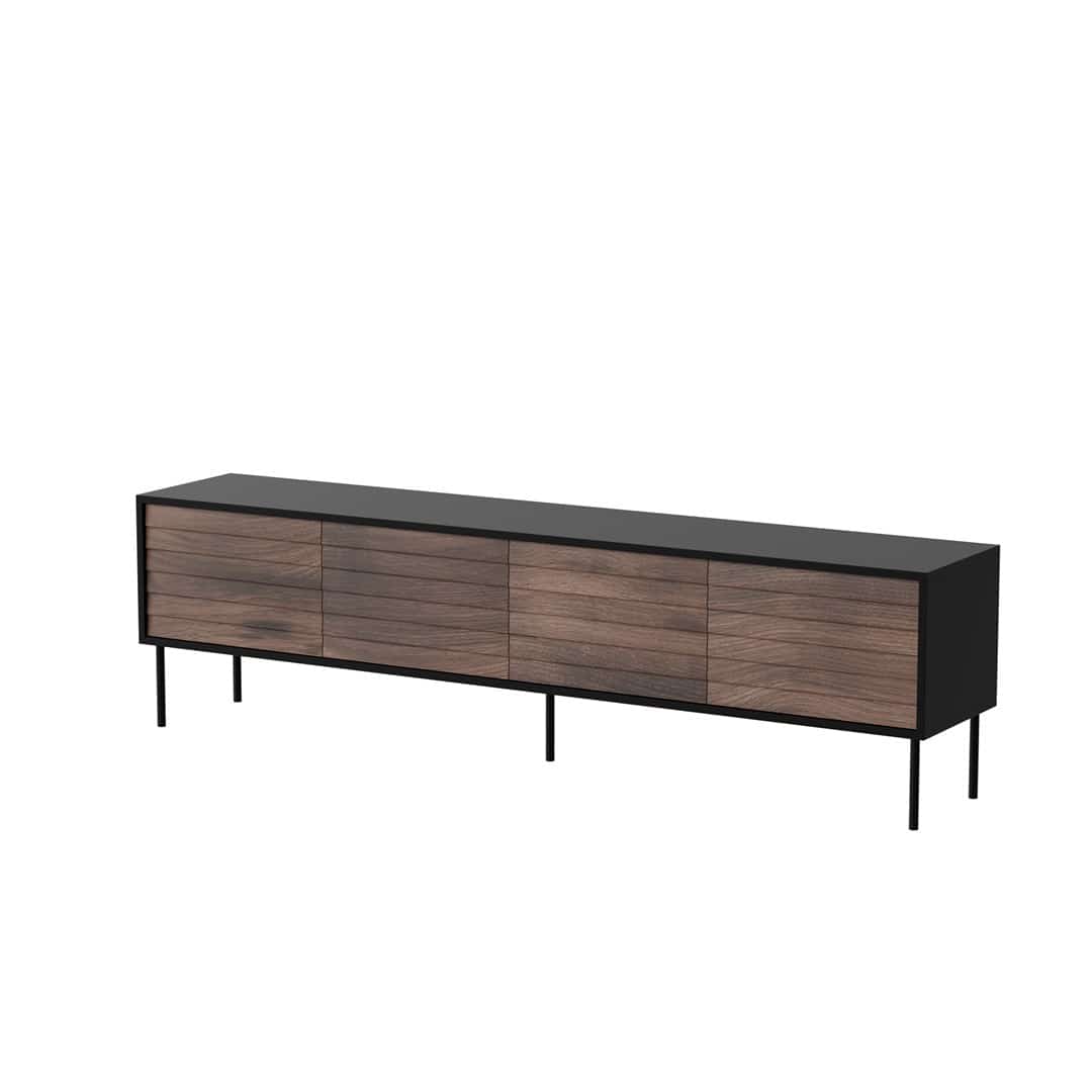 Szafka RTV 4D CORTINA 200x40x55 czarny/orzech
