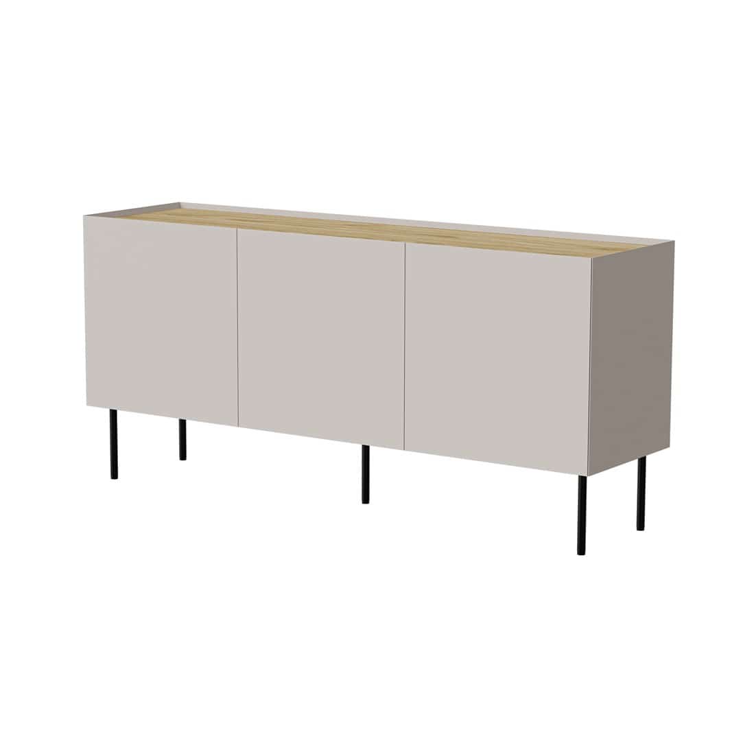 Komoda FELLINI 150x40x70 kaszmir + blat dąb olejowany