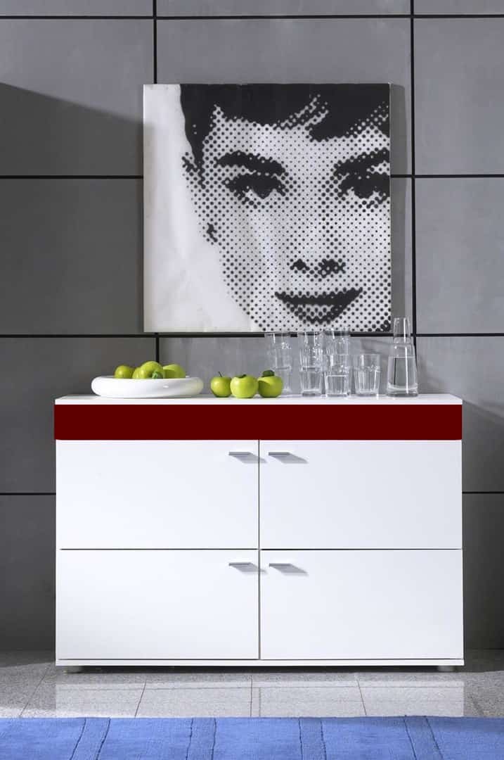 Komoda LOGO II biały/bordo 120x42x78cm