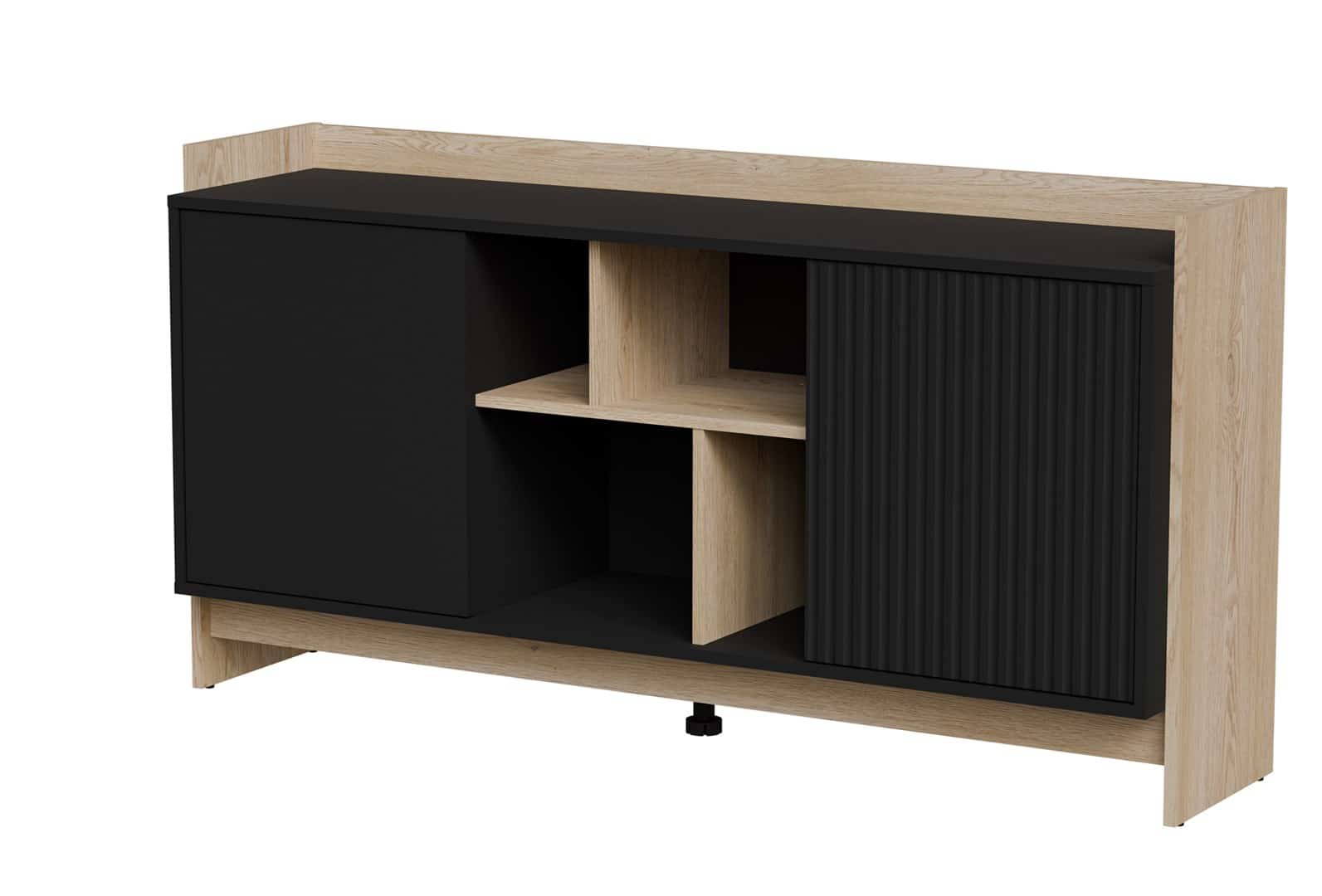 Komoda PORTO 2D 150x38x77 dęb/czarny
