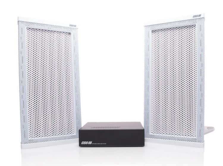 WAVES SYSTEM GŁOŚNIKI KIERUNKOWE ZE WZMACNIACZEM ZESTAW STEREO: 2X HSS3000EW + WZMACNIACZ + UCHWYTY DO GŁOŚNIKÓW