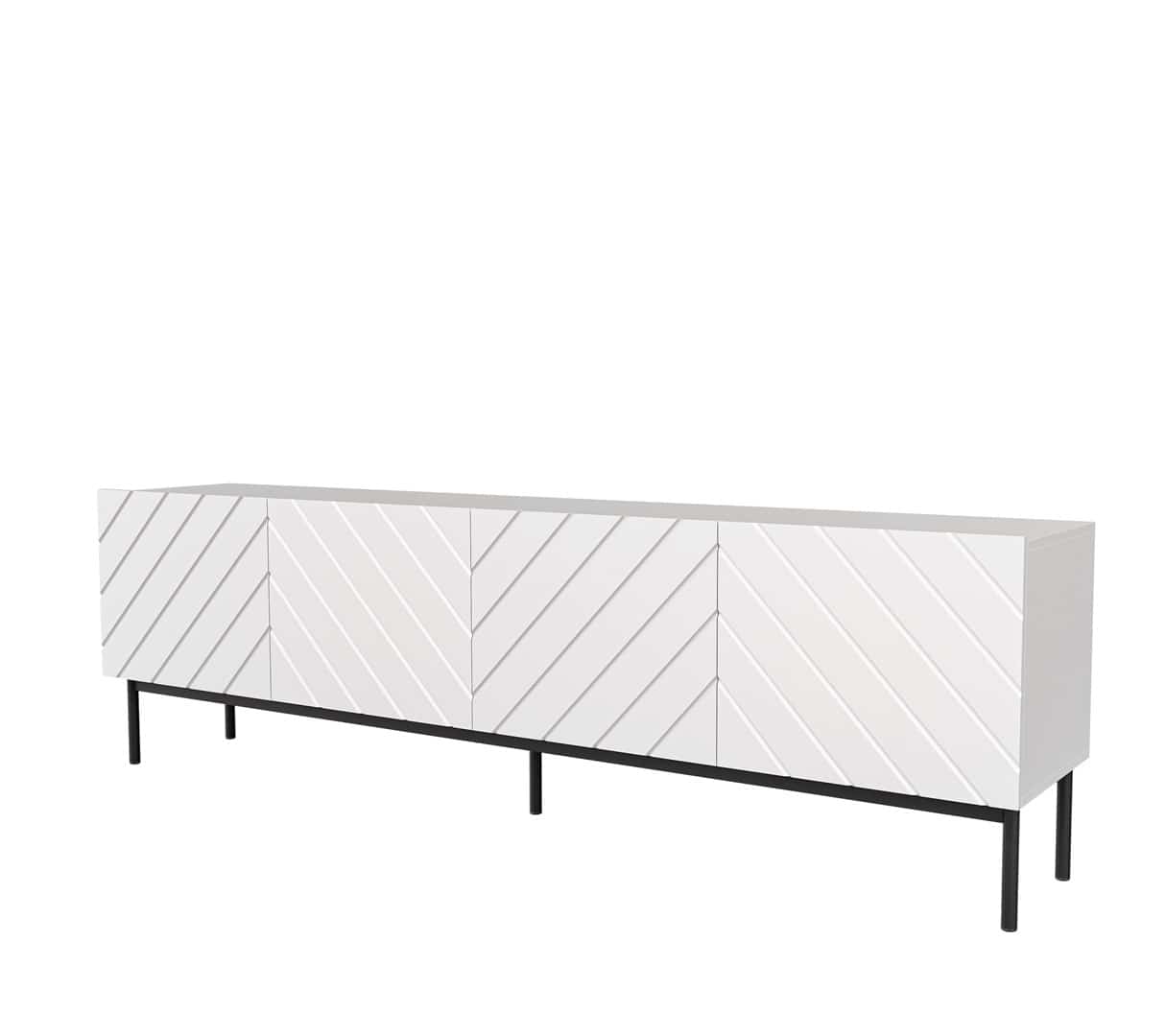 Szafka RTV ABETO 200x42x60 biały/biały połysk