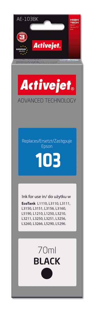 Activejet AE-103Bk Buteleczka z tuszem, 70 ml, czarny