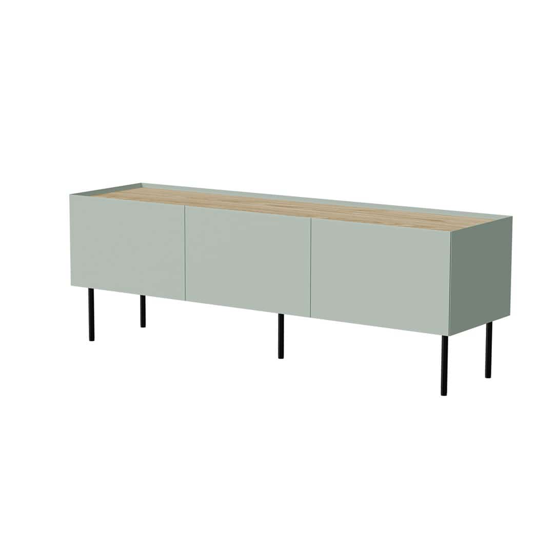 Szafka RTV FELLINI 150x40x52 oliwka + blat dęb